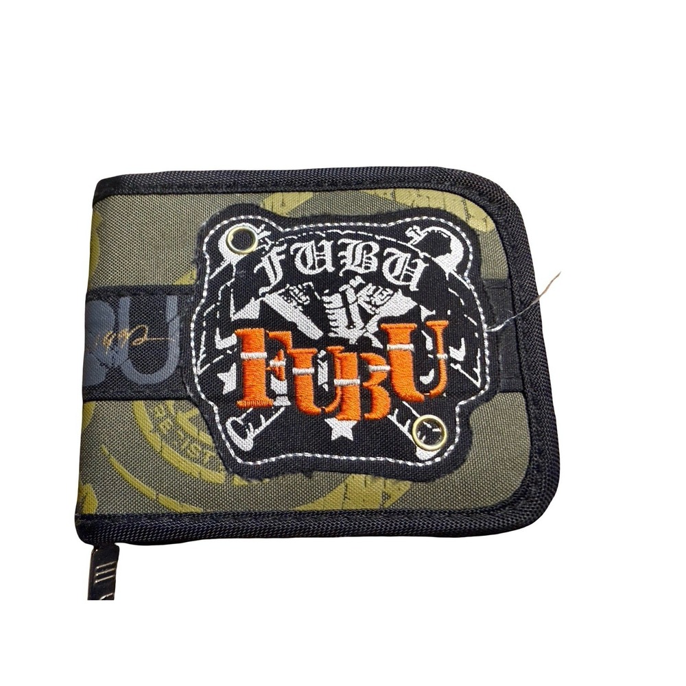 Y2K Fubu Jeans Mens Green Graphic Wallet zipper y2k vintage